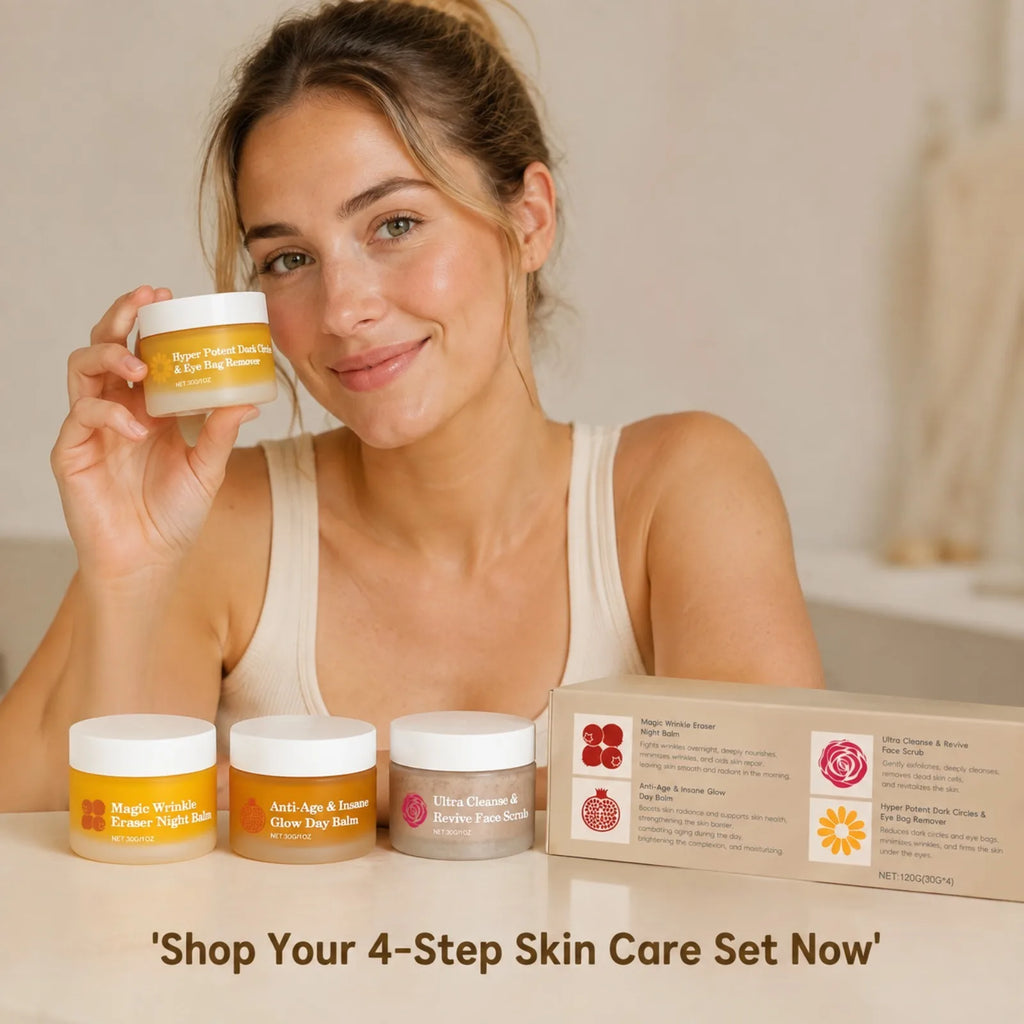 OceAura 4-in-1 Facial Skincare Set – Day, Night, Eye & Scrub Facial Skincare Set Nixie