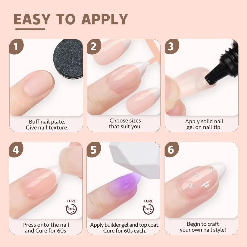150pcs Press On Nails Almond French Acrylic Fake Nails 6 Colors