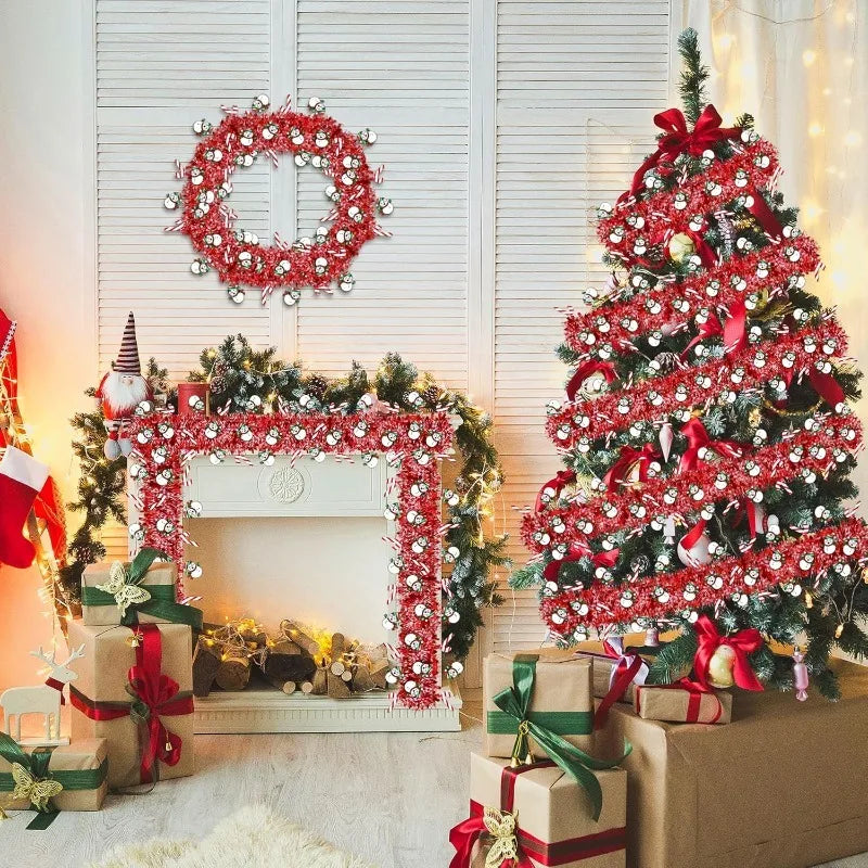2M Red Green Christmas Wreath Santa Garland Indoor Outdoor Christmas Wreath Garland Nixie