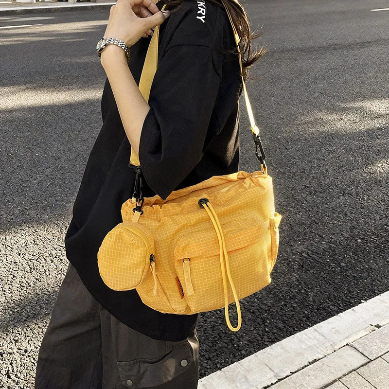 Unisex Plaid Nylon Crossbody Bag – Lightweight Travel Satchel Crossbody Shoulder Bag Nixie