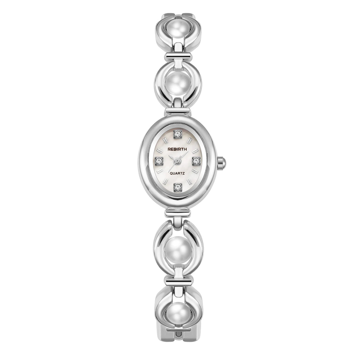 REBIRTH Stainless Steel Quartz Watch – Minimalist Style Quartz Wristwatch Nixie Silver