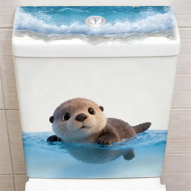 Sea Otter Toilet Sticker Set – Waterproof Ocean Bathroom Decal Bathroom Decor Sticker Nixie