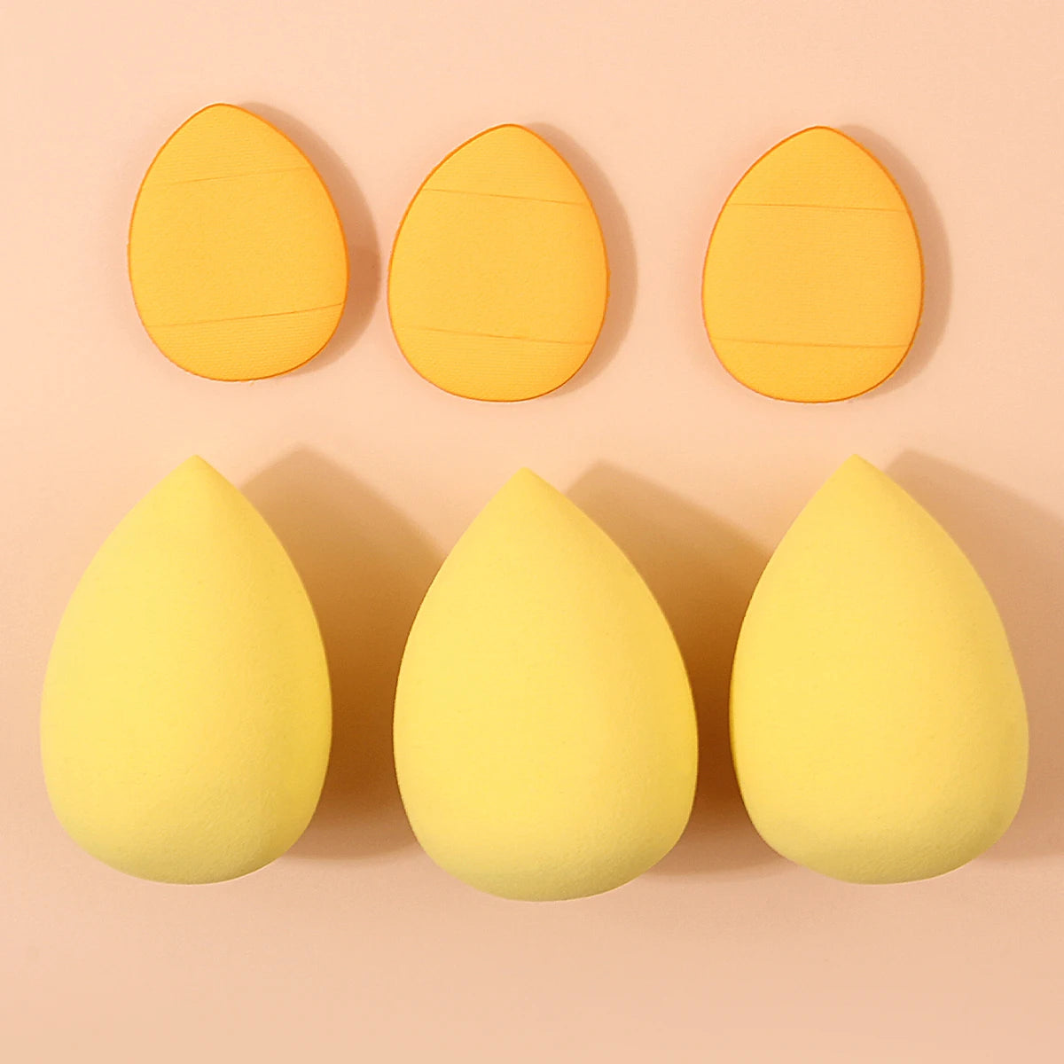 6PCS Yellow Waterdrop Makeup Sponge Set – Foundation & Concealer Makeup Sponge Set Nixie YELLOW