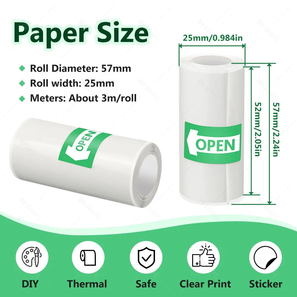 30 Rolls 57x25mm Thermal Sticker Paper for Instant Print Camera Thermal Sticker Paper Nixie