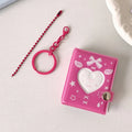 Mini Photo Album Keychain – 32 Pocket Photocard Holder Mini Photo Album Nixie Rose red