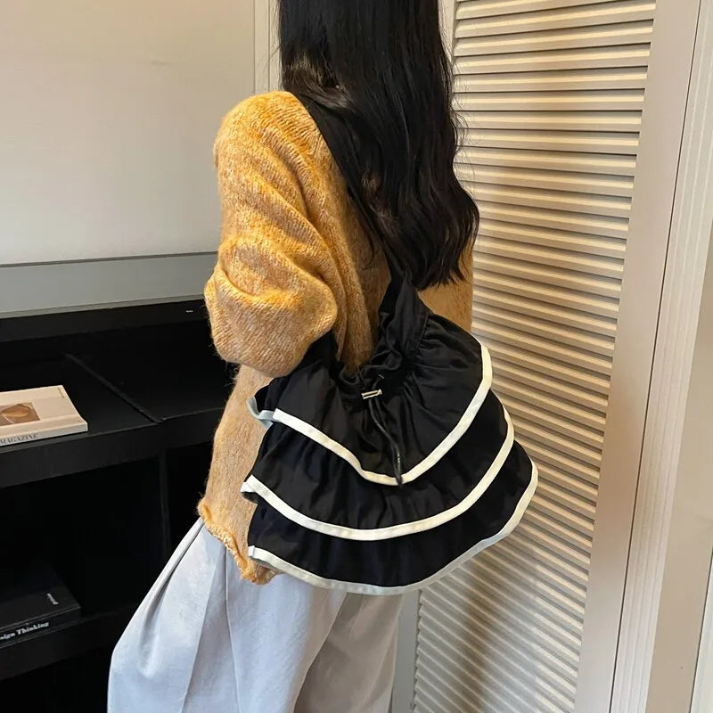 Korean Ruffled Drawstring Shoulder Bag – Large Capacity Women Shoulder Bag Nixie