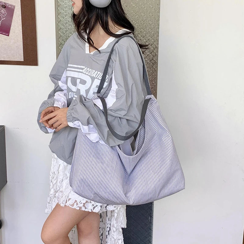 Striped Canvas Tote Bag for Women – Large Shoulder Bag Canvas Tote Bag Nixie