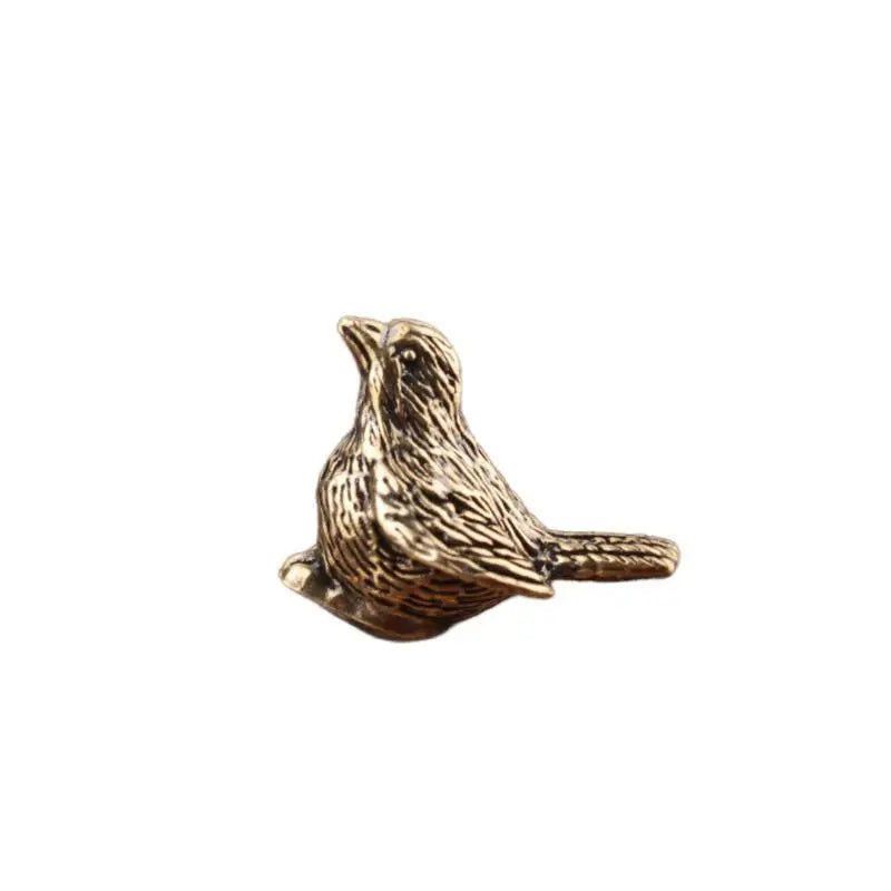 Solid Brass Sparrow Tea Pet Carved Bird Figurine Ornament Brass Bird Figurine Nixie