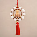 Buddha Lotus Tassel Car Rearview Mirror Pendant – Good Luck Car Mirror Ornament Nixie double Red