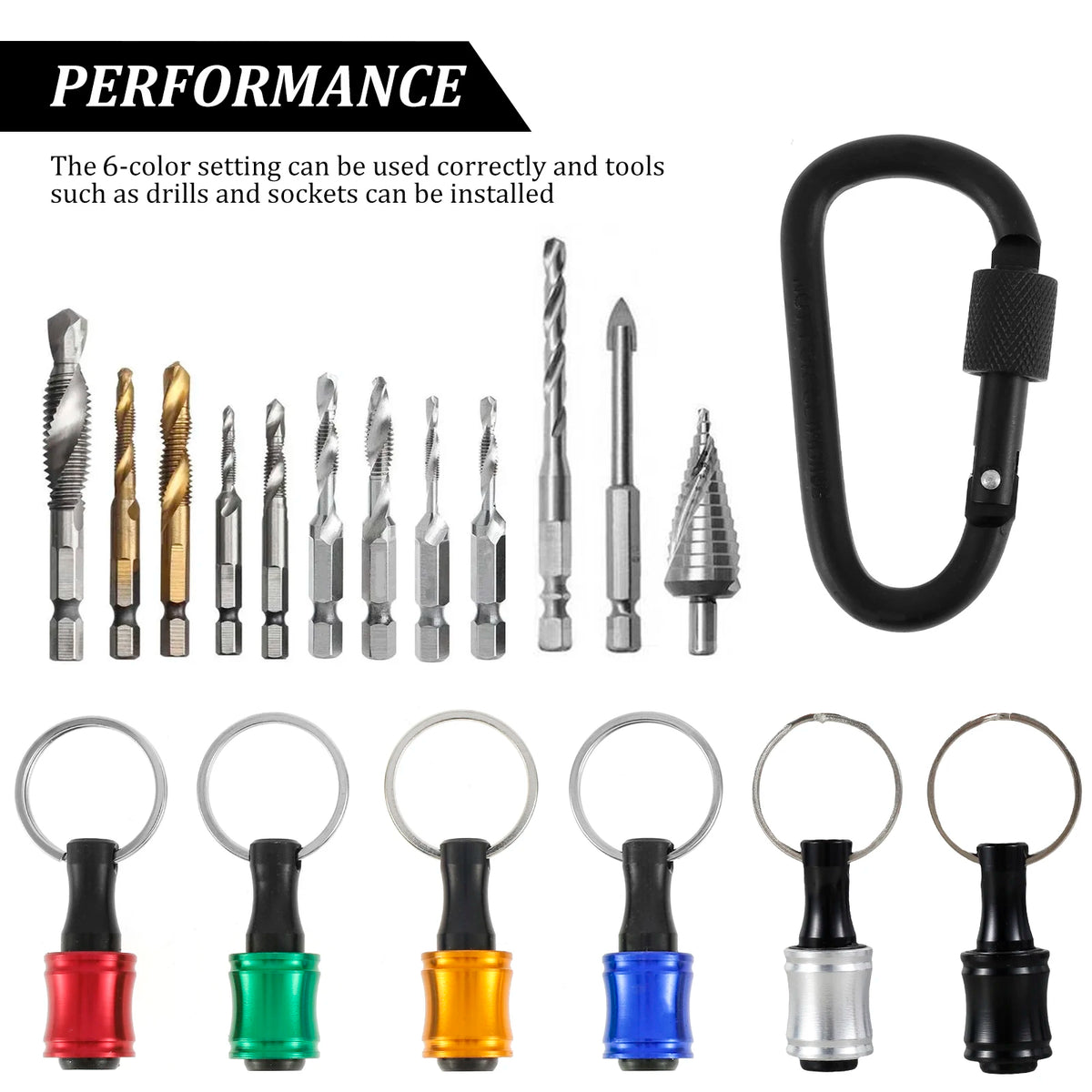 1/4" Hex Shank Screwdriver Bit Holder Keychain Quick Release Set