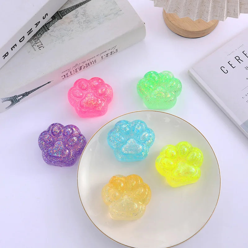 3PCS Kawaii Cat Paw Squishy Squeeze Toys – Jelly Glitter Claws Squishy Squeeze Toy Nixie