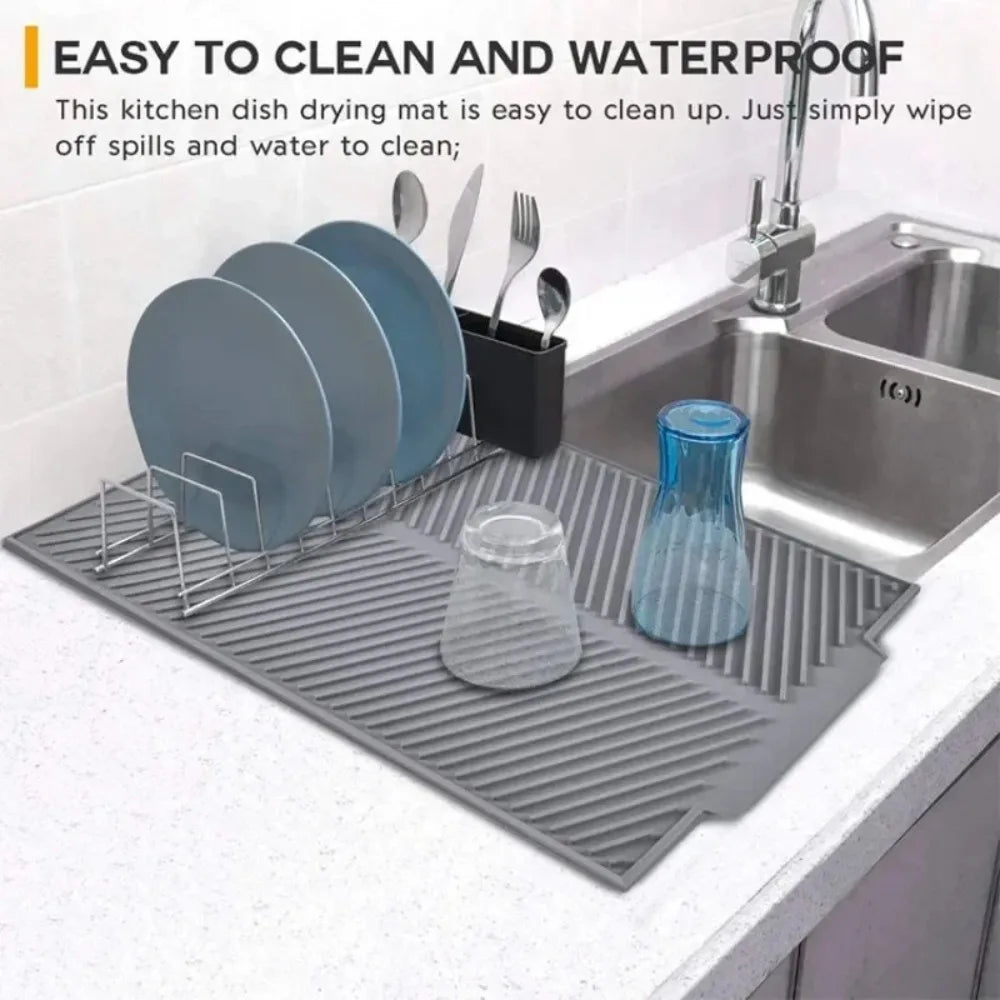 Silicone Dish Draining Mat – Non-Slip & Heat-Resistant Kitchen Pad