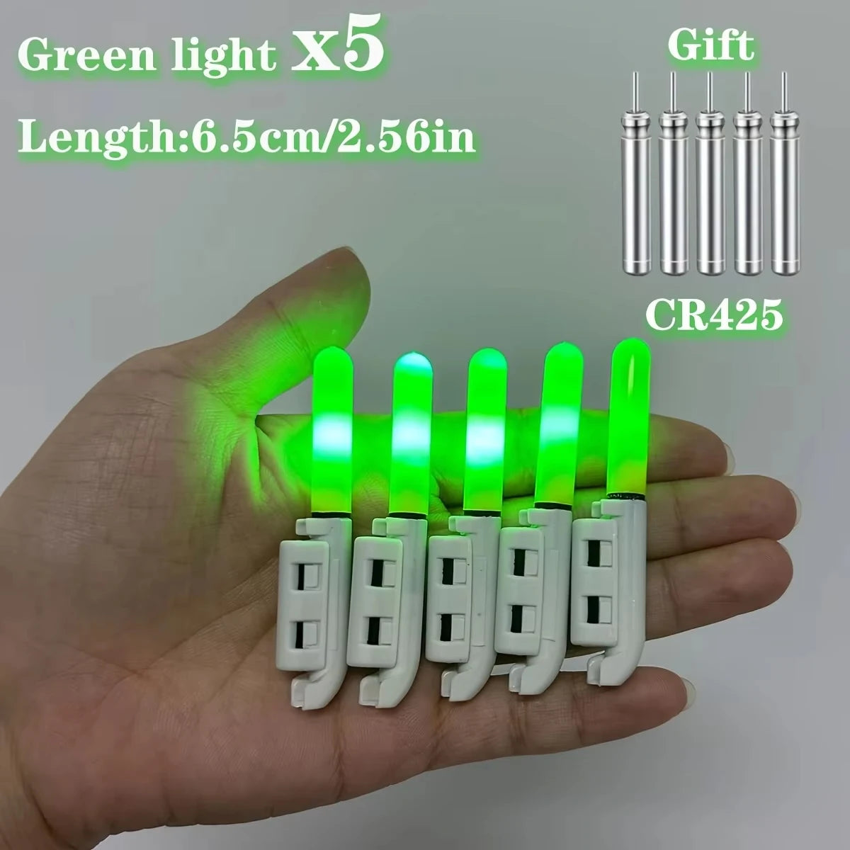 LED Night Fishing Float Light Sticks 3/5pcs – CR425 Waterproof Fishing Float Light Nixie 5pcs Green