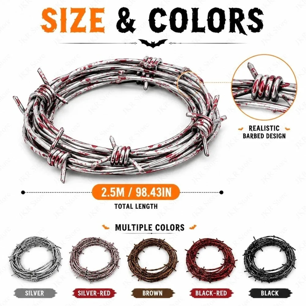 Fake Barbed Wire Halloween Prop – Haunted House Decor 2.5m Halloween Prop Decor Nixie