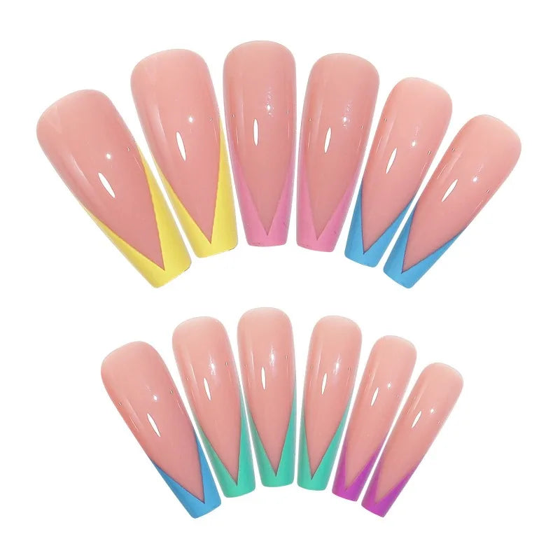 Rhinestone False Nails L Size – 24 Pcs Handmade Full Tips False Nail Tips Nixie