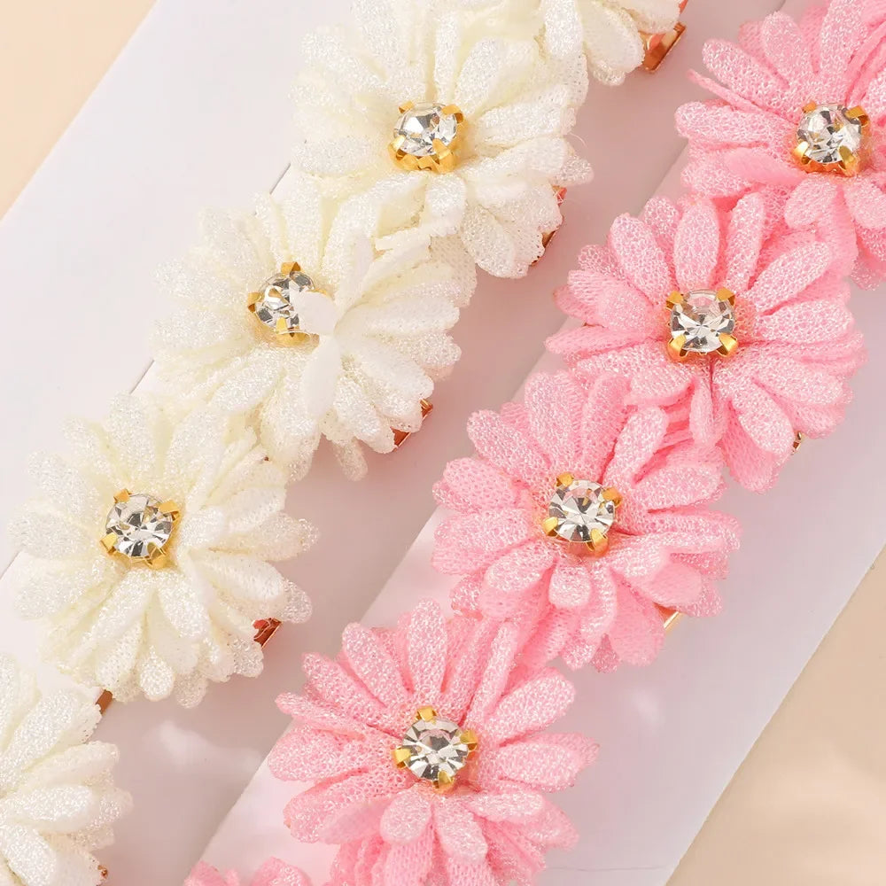 12Pcs Girls Flower Hair Clips Set with Rhinestones for Kids Kids Hair Clips Nixie
