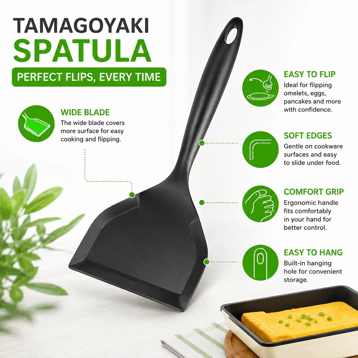 Wide Blade Silicone Spatula – Non-Stick Omelet Cooking Tool Silicone Spatula Nixie