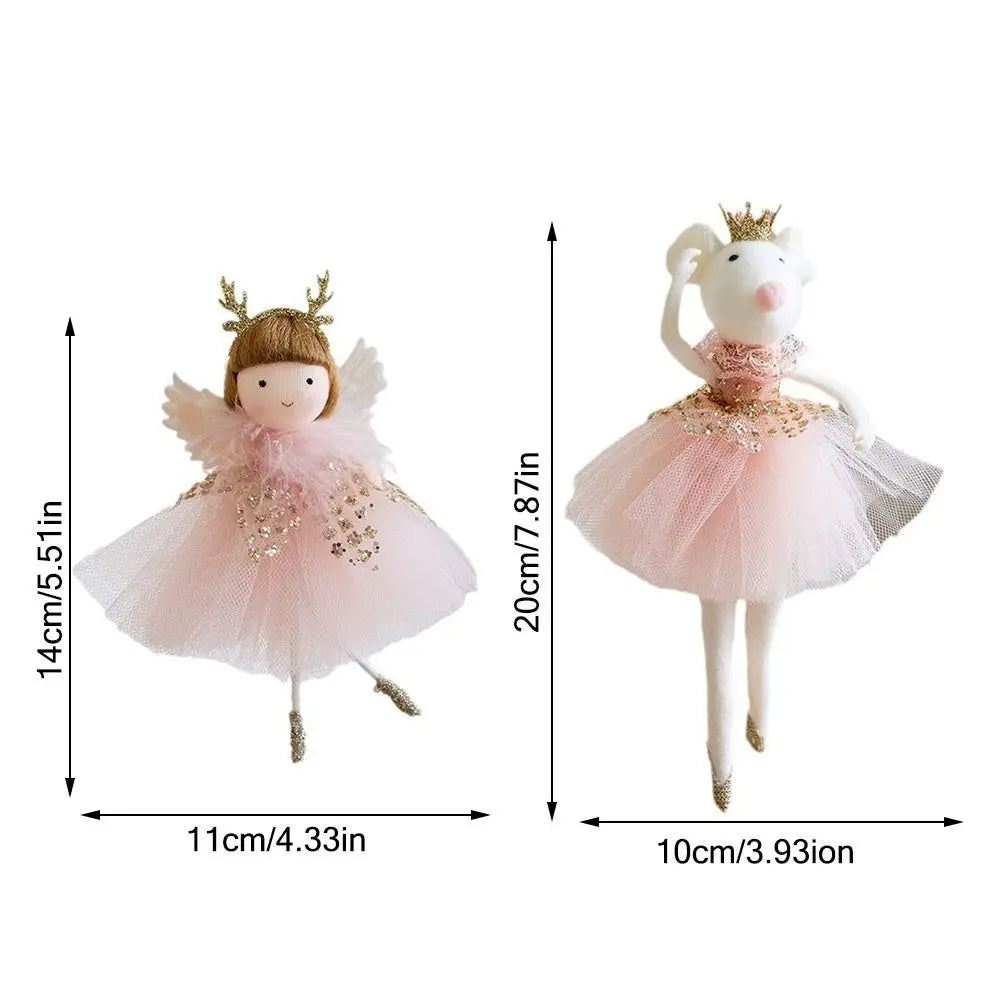 Angel Girl Doll Christmas Ornament – Pink & White Hanging Decor Christmas Ornament Nixie