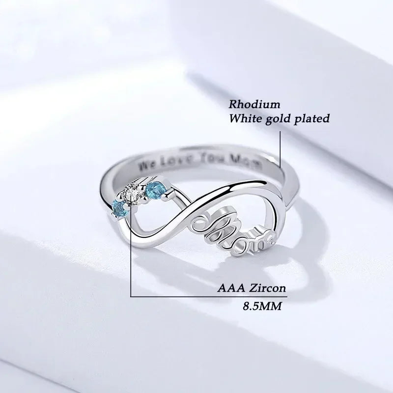 Crystal Infinity Ring Zinc Alloy Adjustable Punk Geometric Style Fashion Ring Nixie