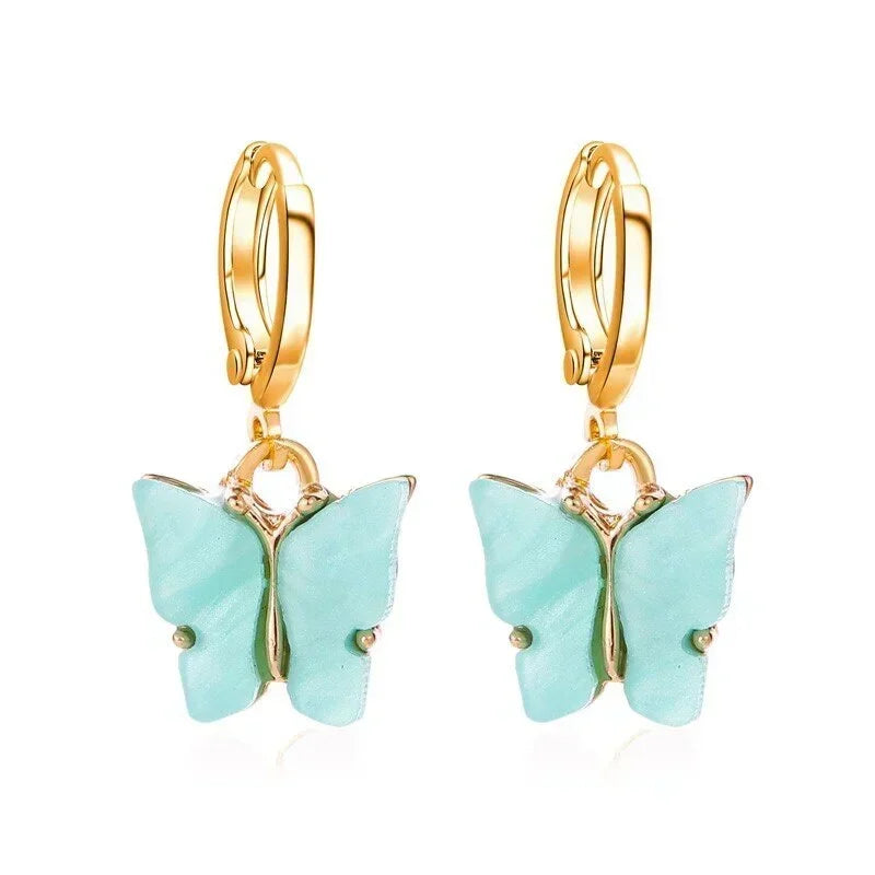 Glitter Butterfly Dangle Earrings – Korean Fashion Drop Jewelry