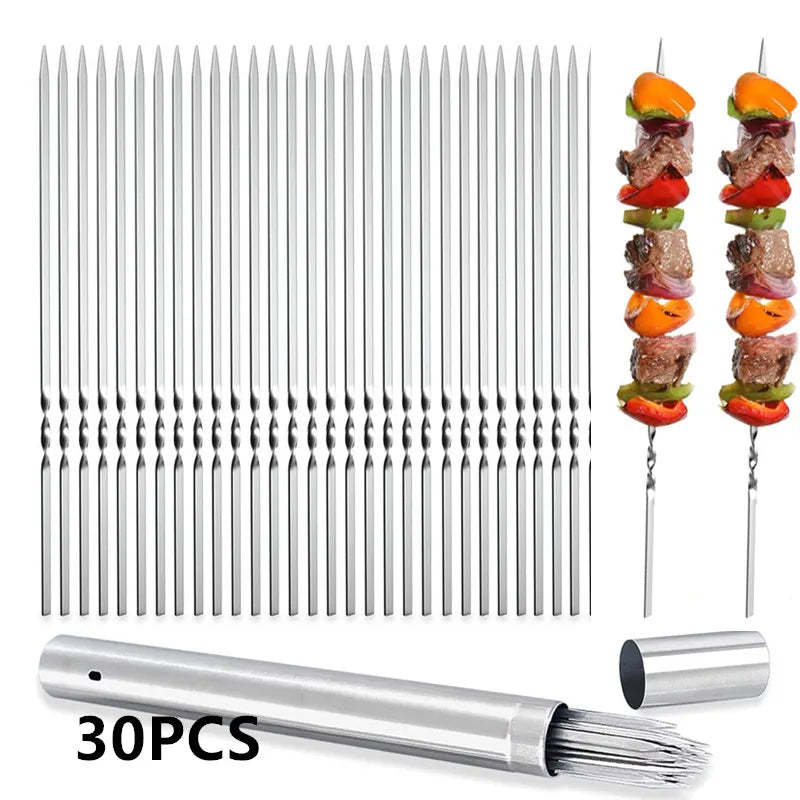 Reusable Stainless Steel BBQ Skewers – 10 or 30 Pack BBQ Skewers Nixie