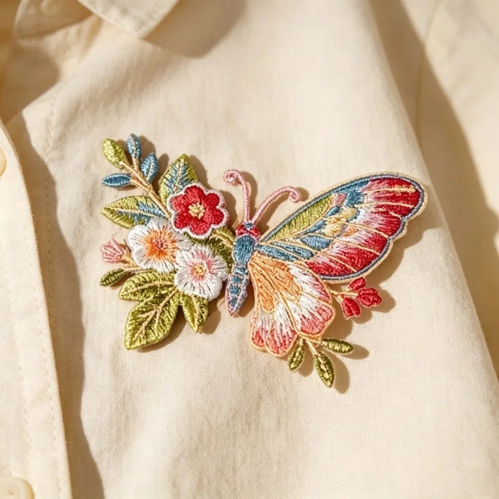 2Pcs 3D Butterfly Embroidery Iron-On Patches – Floral Applique Embroidery Iron-On Patch Nixie