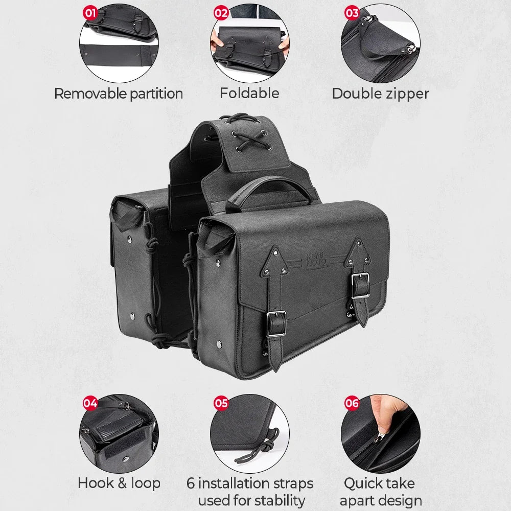 Motorcycle Leather Saddlebags Throw Over Side Bags Universal Fit Motorcycle Saddlebags Nixie