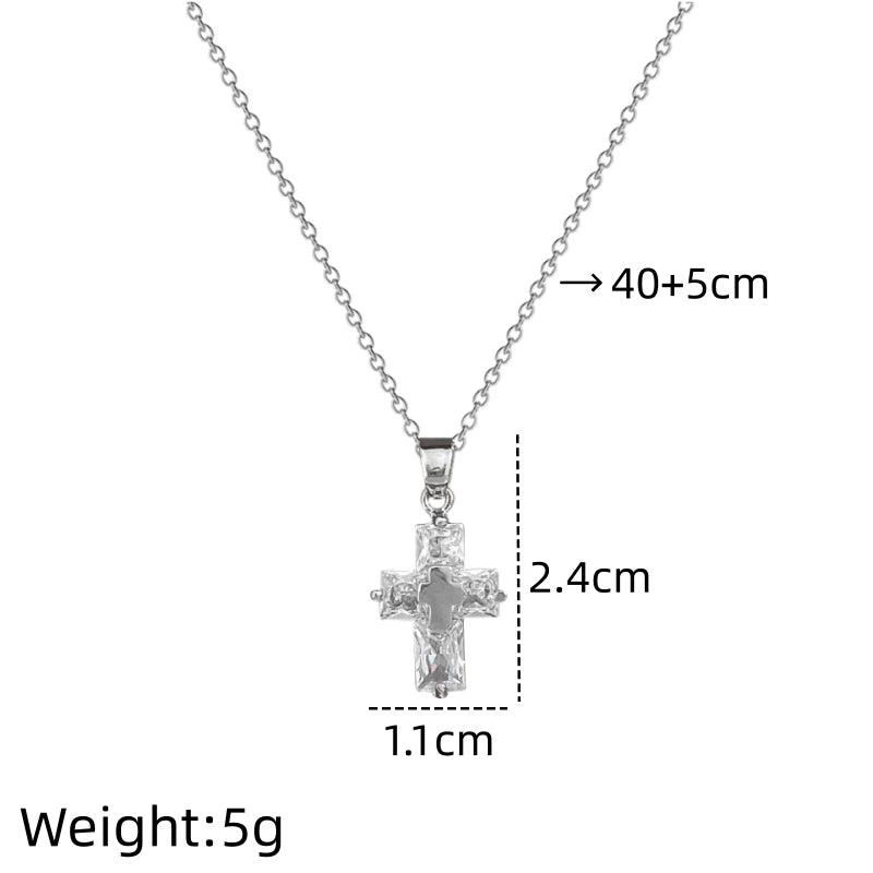 Women's Cross Pendant Stainless Steel Choker Necklace Pendant Necklace Nixie XL2606-583