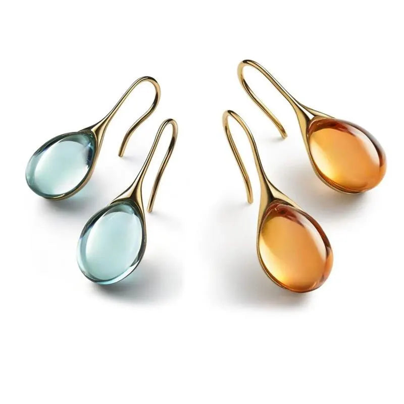 Gold-Tone Drop Earrings with Faux Cat's Eye Stones | 2-Piece Fashion Drop Earrings Nixie