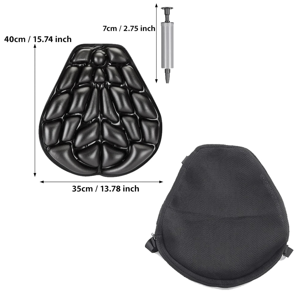 KEMIMOTO 3D Air Inflatable Motorcycle Seat Cushion for Touring Motorcycle Seat Cushion Nixie 35X40cm