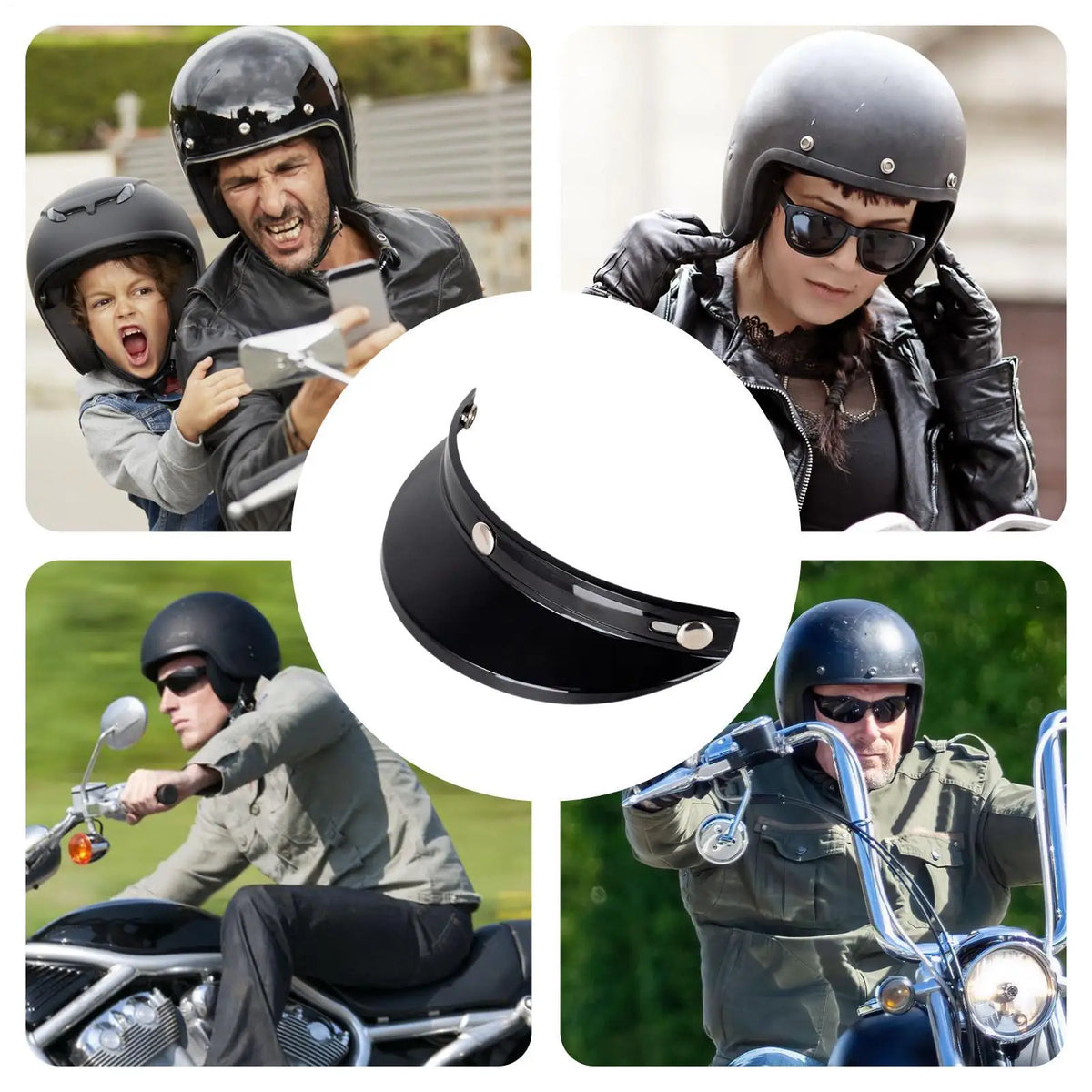 Vintage Half Helmet Visor Universal Sun Shield 3-Clip Design