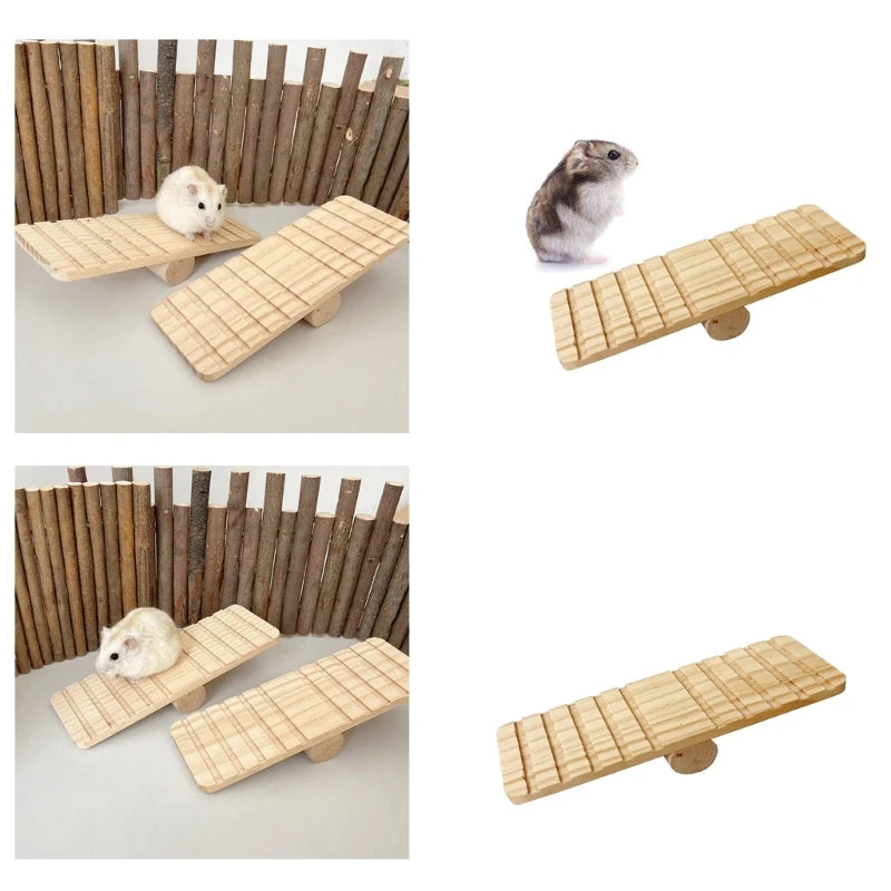 Wooden Hamster Seesaw Bridge Toy – Ladder & Hammock for Pets Small Pet Toy Nixie