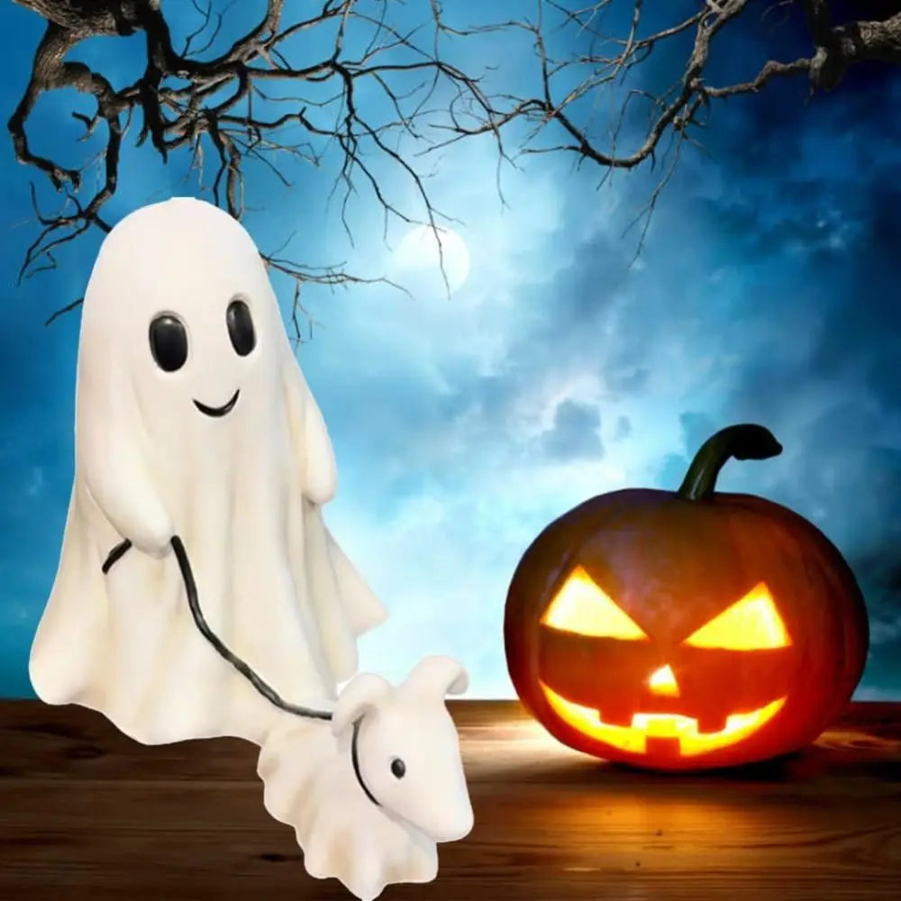 Ghost Dog Halloween Statue – Resin Figurine Indoor & Outdoor Halloween Figurine Nixie