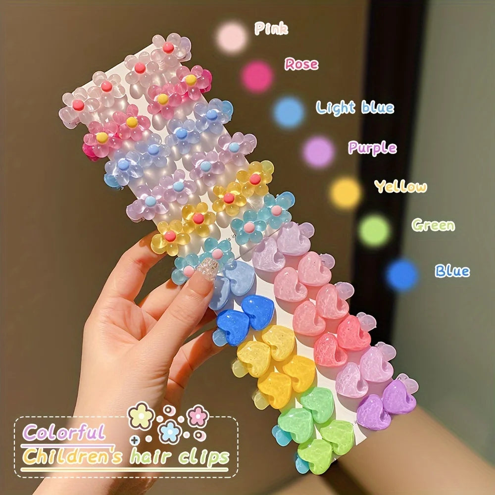 12pcs Girls Rainbow Hair Clips – Flower Star Heart Hairpins Kids Hair Clips Nixie