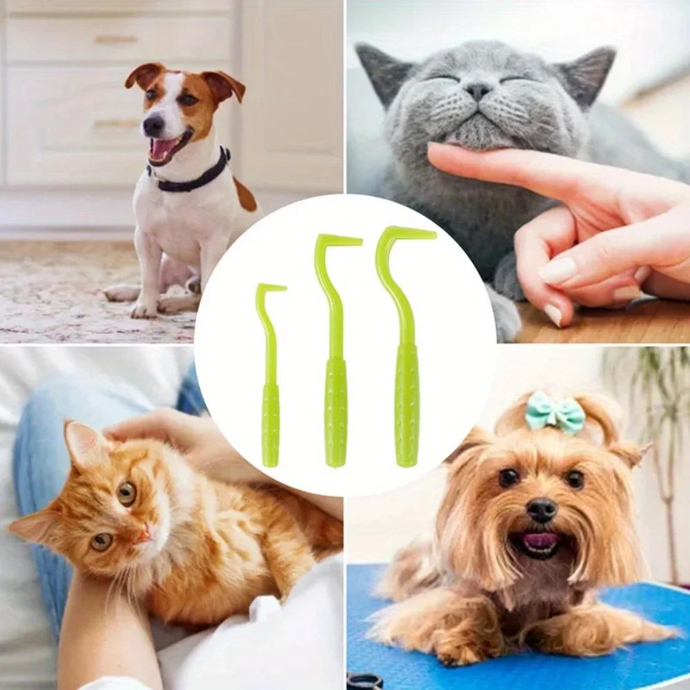 3-Piece Tick & Flea Remover Set for Dogs & Cats