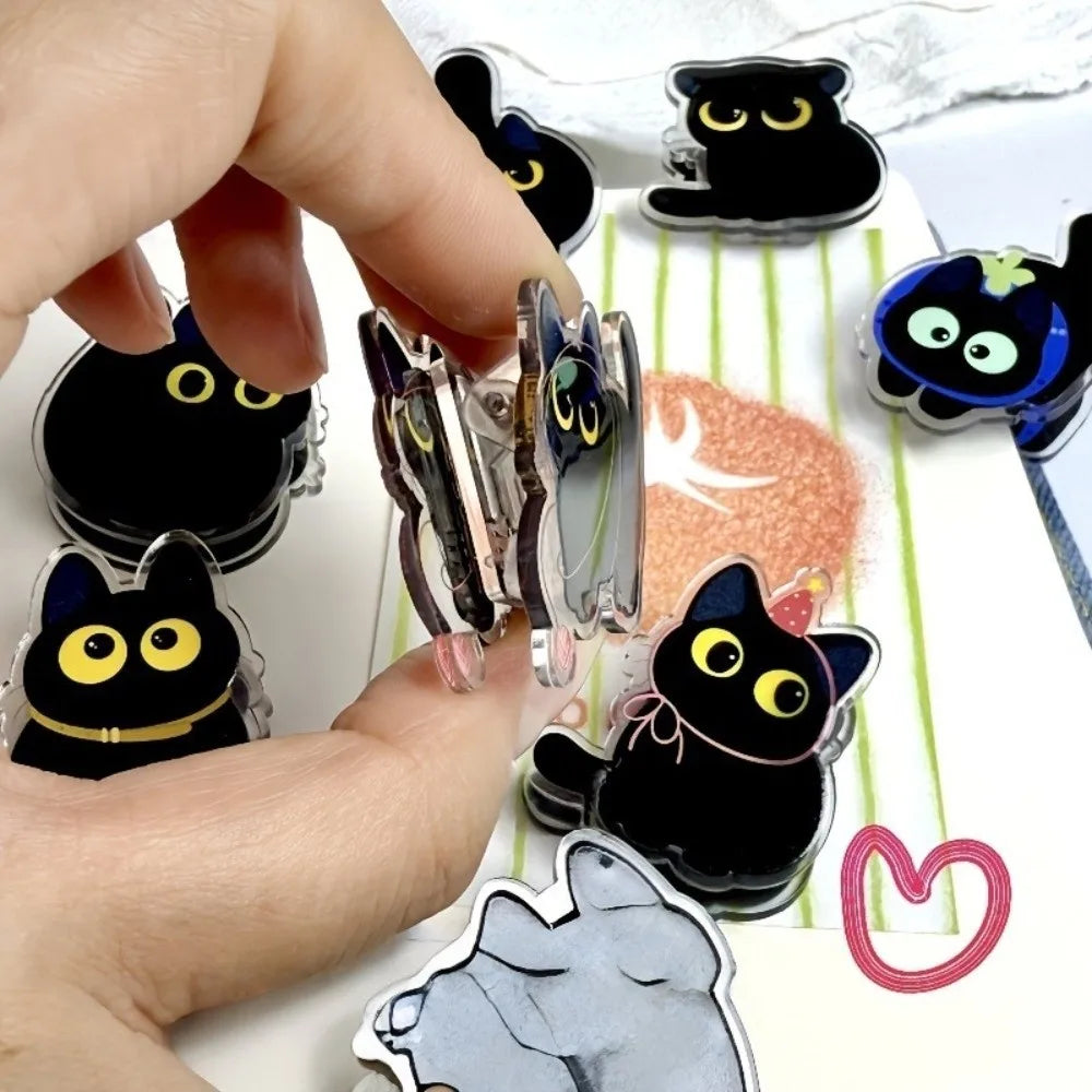 8pcs Acrylic Black Cat Bag Clips – Food Seal & Stationery Food Storage Clips Nixie