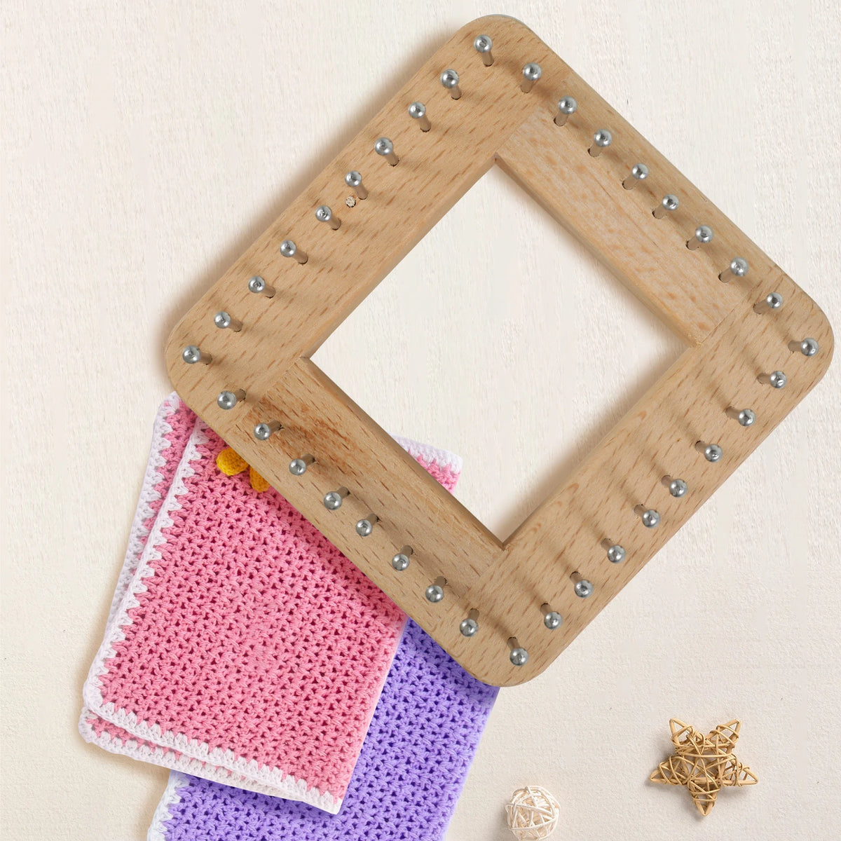 Square Beech Wood Knitting Loom Board – DIY Weaving Tool