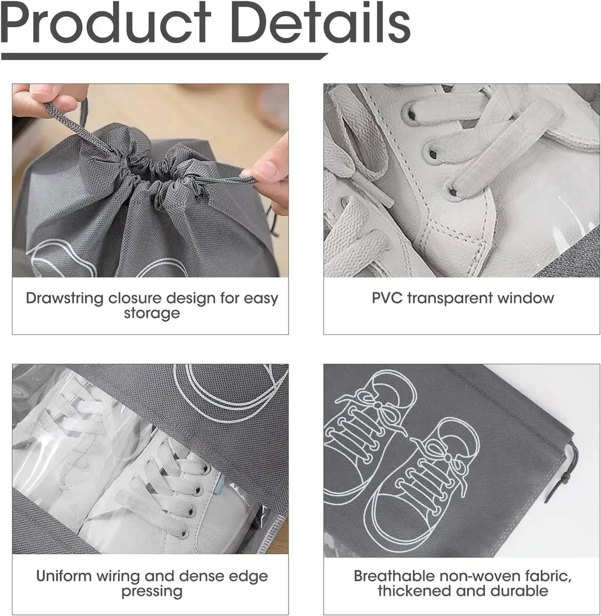 10PCS Non-Woven Drawstring Shoe Bags – Travel & Storage Shoe Storage Bags Nixie
