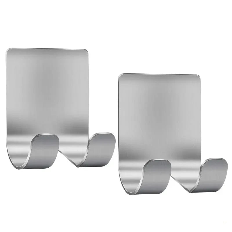 2-Pack Stainless Steel Razor Holder Bathroom Wall Hook Organizer Bathroom Hook Organizer Nixie Silver