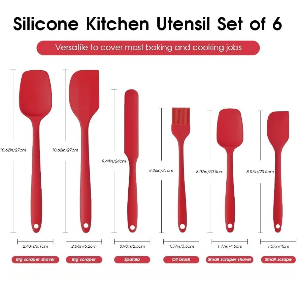 6-Piece Food Grade Silicone Spatula Set – Baking & Cooking Kit Silicone Spatula Set Nixie