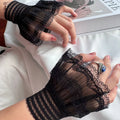 Victorian Lace Ruffled Detachable Wrist Cuffs | Fake Sleeves Detachable Wrist Cuffs Nixie 6- Black