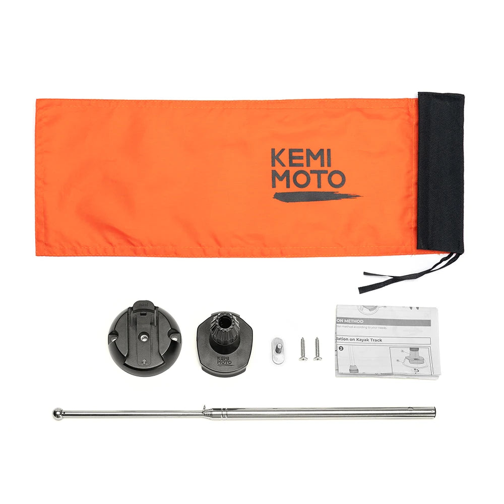 4ft Kayak Safety Flag with Pole & Track/Screw Mount | KEMITOUR Kayak Safety Flag Nixie