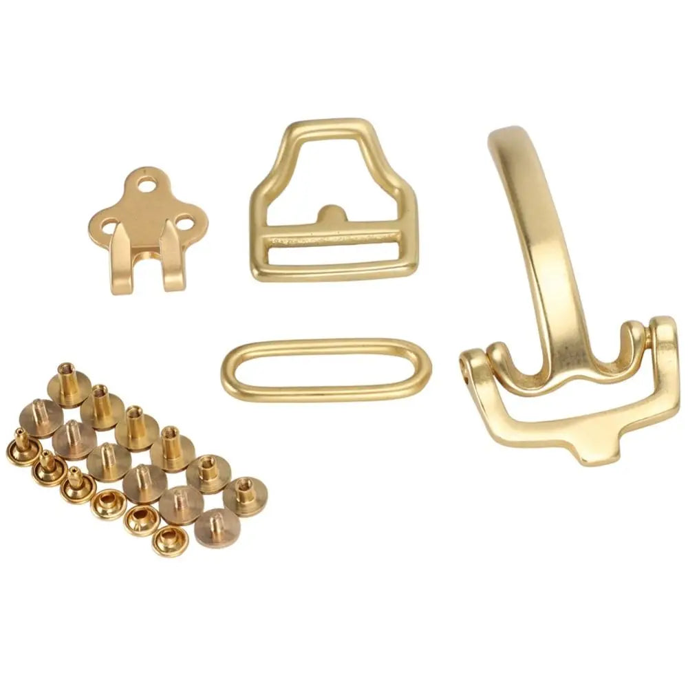 Solid Brass Belt Buckle Set – D-Ring Pin Hardware Kit