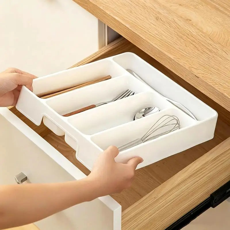 BPA-Free Stackable Cutlery Organizer | Multi-Compartment Kitchen Tray Cutlery Organizer Tray Nixie