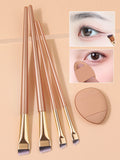 Nixie 5-Pc Makeup Brush Set – Eyeliner, Eyebrow & Puff Makeup Brush Set Nixie Gold