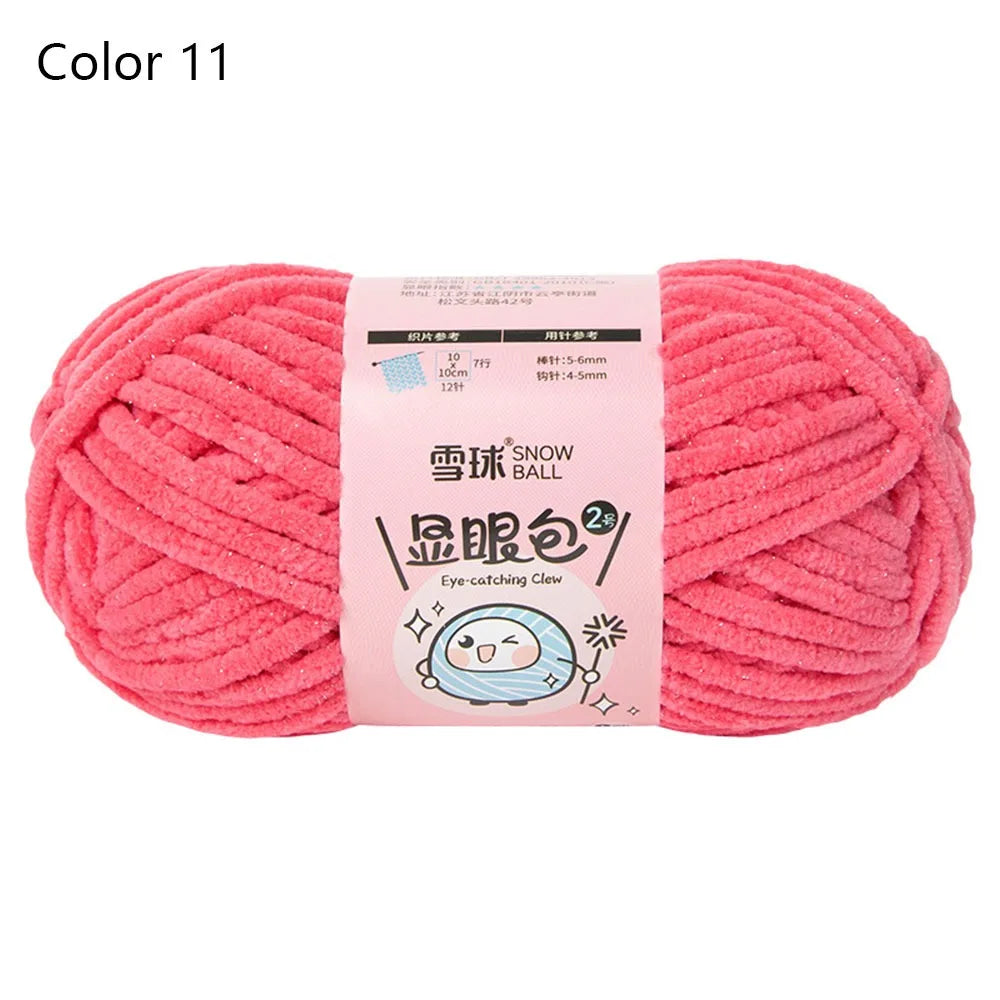 Soft Chenille Yarn 50g 59M 4.5mm – Shiny Chunky Knitting Yarn
