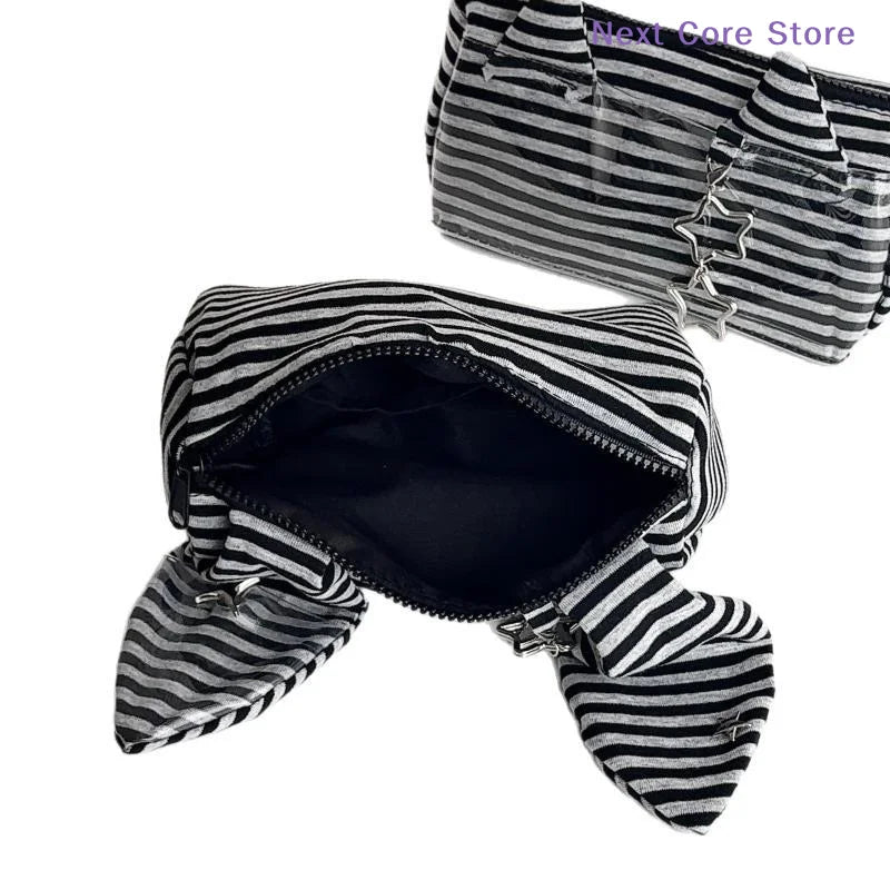 Striped Devil Horn Pencil Case Large Capacity Pouch 2-Pack Pencil Case Pouch Nixie