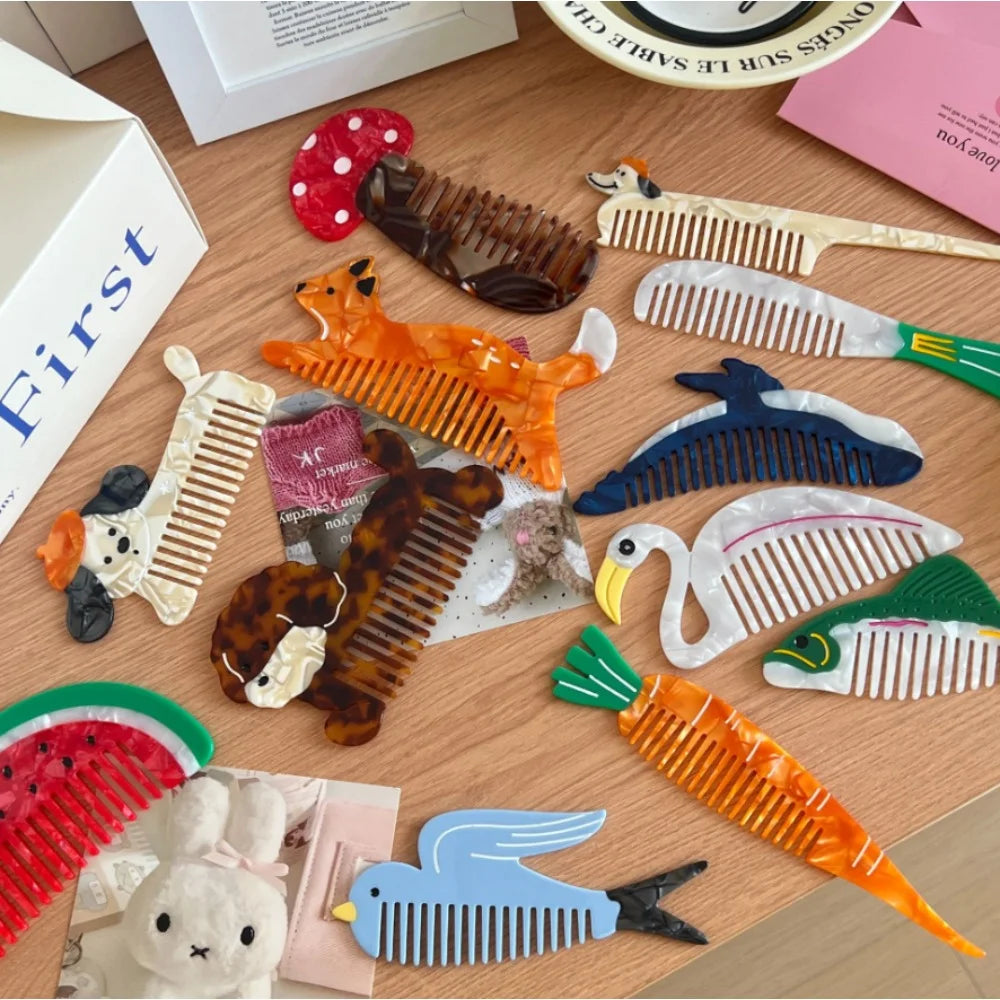Tulip Acetate Wide Tooth Pointed Tail Hair Comb | Nixie Hair Comb Nixie