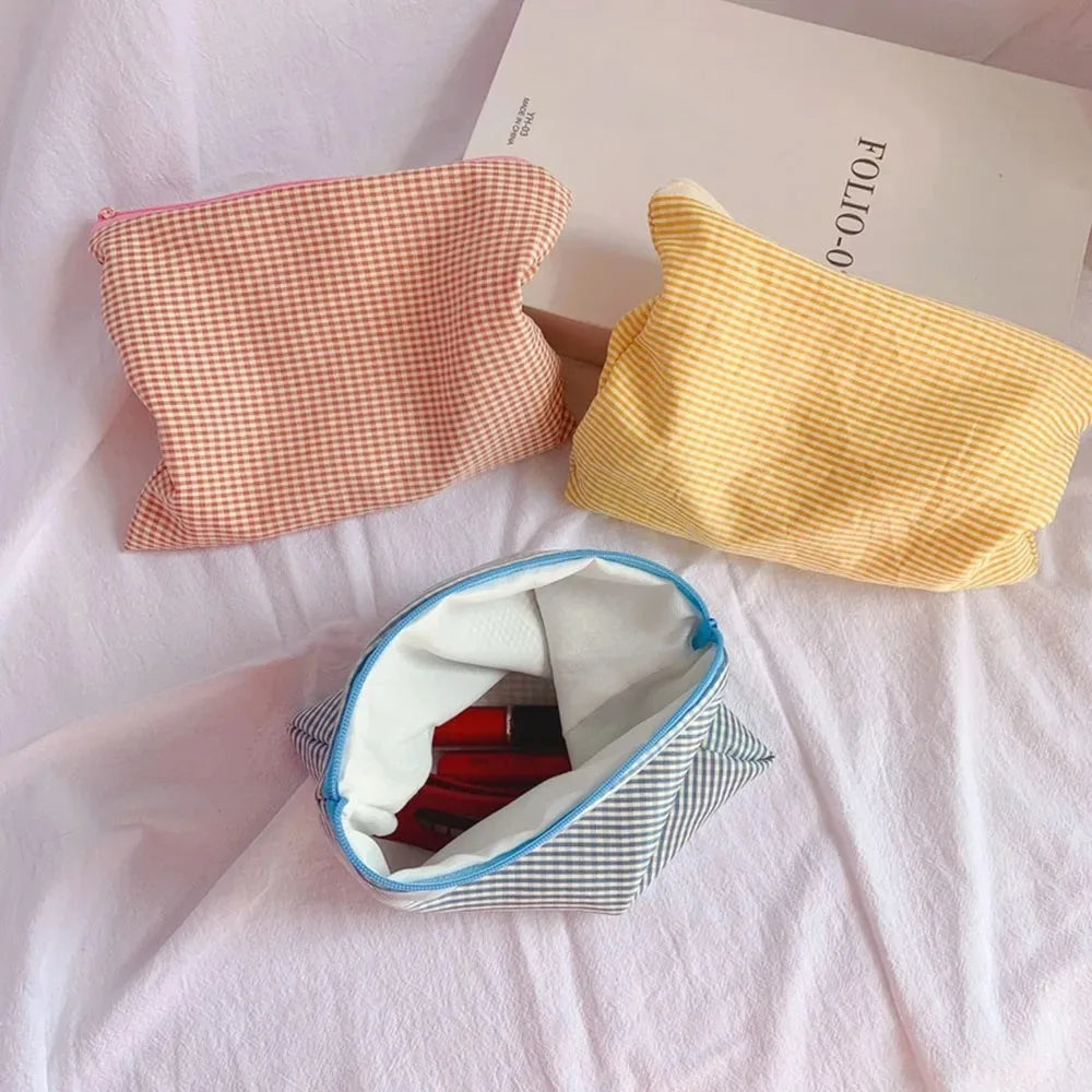 Plaid Travel Makeup Bag Large Capacity Zipper Cosmetic Pouch Cosmetic Travel Bag Nixie