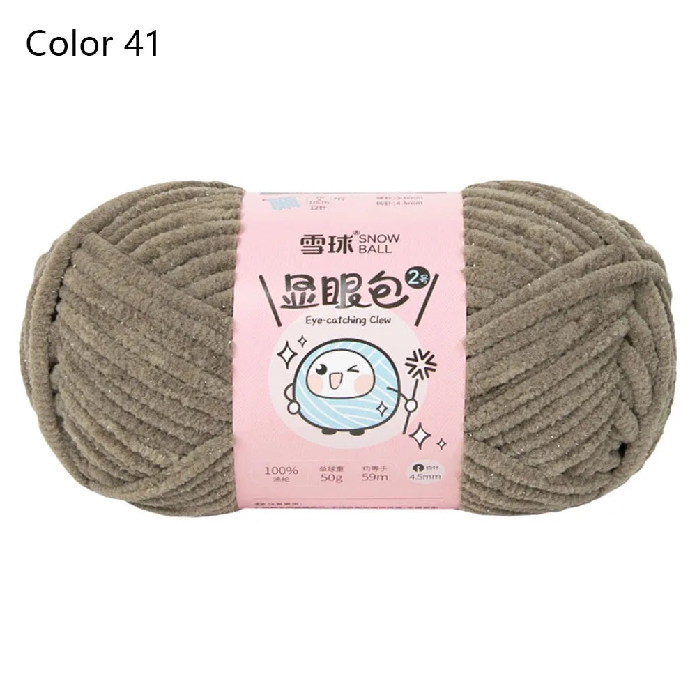 Soft Chenille Yarn 50g 59M 4.5mm – Shiny Chunky Knitting Yarn